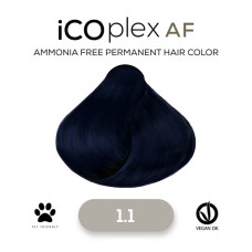 Безаммиачная крем-краска для волос iAM4u iCOplex AF 1.1 Ash Blue Black - 100 мл
