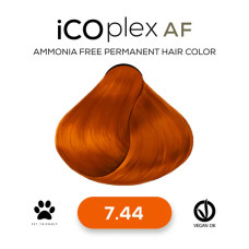 Безаммиачная крем-краска для волос iAM4u iCOplex AF 7.44 Intense Copper Blonde - 100 мл